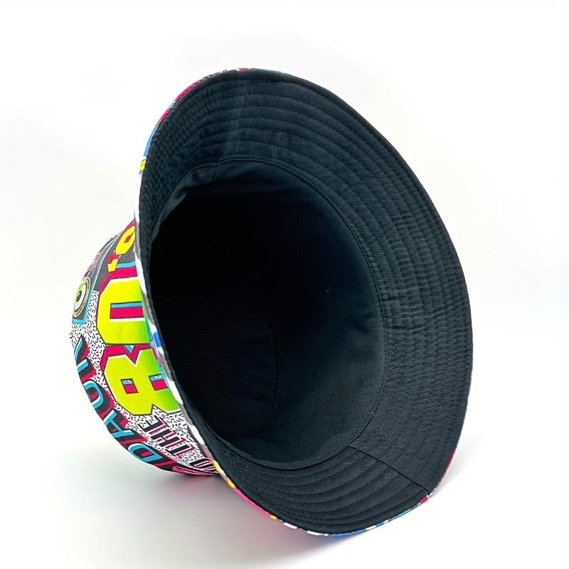 Beach Cap - Back to the 80s Design Colorful Patterned Hat in Polyester for Nostalgic Retro Fashion Versatile Use Ideal for Beach Trips & Casual Outings Vintage