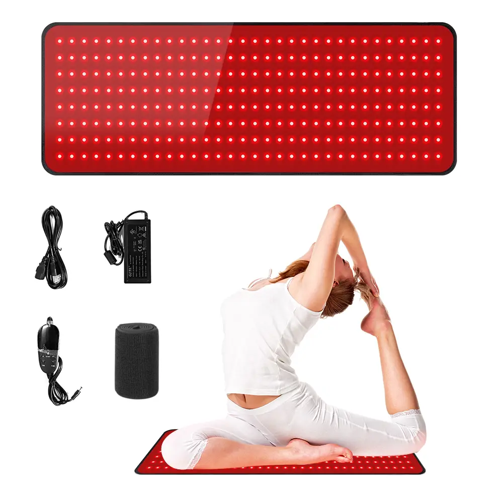 YUYISLE LED Red Light Therapy Mat - 660nm & 850nm Near Infrared Pad (31.5"x11.8"), Customizable Modes, Adjustable Settings, Smart Timer, Home Use for Back/Knee Relief, Healthcare Kit with Electric Hand Exerciser for Stroke Rehabilitation, Easter Gift