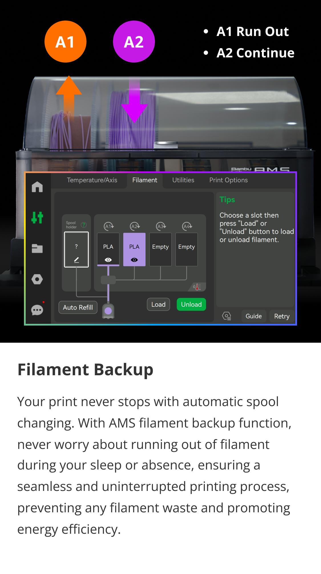 Bambu Lab AMS - Automatic Material System, Support Up to 16 Colors/Multi Materials, Filament Auto-loading, Worry-free Printing & Intelligent Filament Detection Compatible with Bambu Lab P1P, P1S, P1SC, X1C, X1CC, 3D Printer