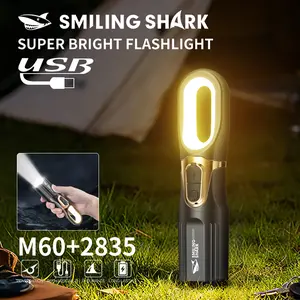 【SD-5436】SmilingShark Mini Torch Light Bright M60 6000LM Bright COB Floodlight with White/ Red/ Yellow Light Flashlight Zoomable 6Modes Type-C Rechargeable for Camping Work		