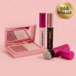 Be Happy | Travel Size Mascara, Lip Gloss, Blush Brush & Blush Duo