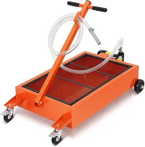 GlowSol Heavy-Duty Low Profile Oil Drain Pan Cart, 17 Gallon Rolling Oil Change Tank with 110V Electric Pump, 8 FT Hose, Folding T-Handle, for Cars, Trucks, SUVs, Buses, RVs