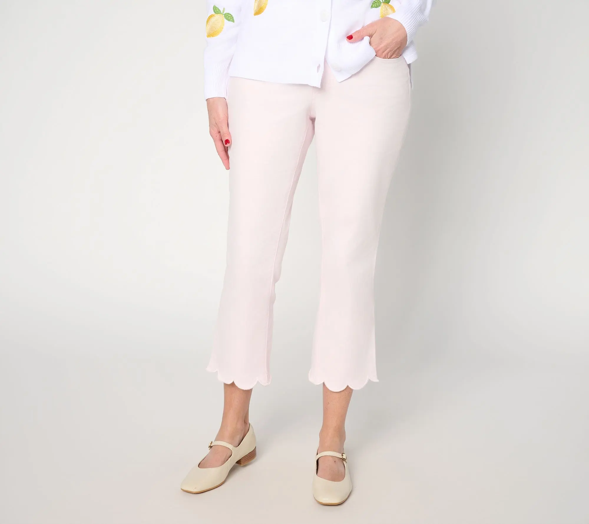 Belle by Kim Gravel Regular TripleLuxe Twill Scallop Cropped Jean