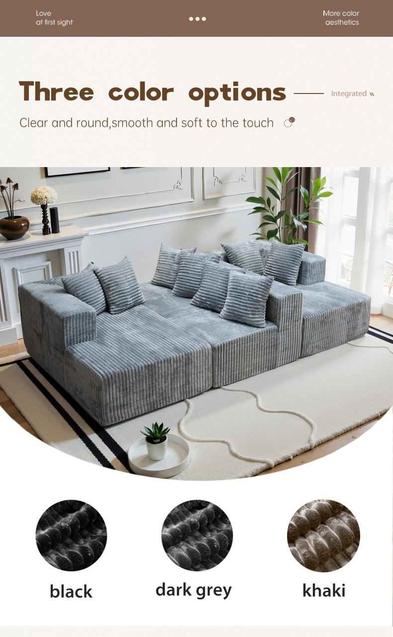 【3 Packages shipping】133"Large modular sofa with 8 pillows and double lounge chairs, U-shaped no assembly required, deep seat modular cloud sofa 【3 Packages shipping】133"Large modular sofa with 8 pillows and double lounge chairs, U-shaped no assembly required, deep seat modular cloud sofa