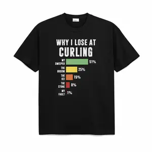 Funny Curling T-Shirt Why I Lose at Curling Graphic Tee, Humor Winter Sport Shirt for Men Women, Curling Player Joke Tee Unisex Casual Cotton Top