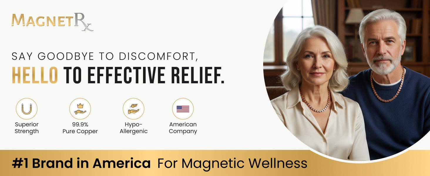 MagnetRX Pure Copper Magnetic Necklace Classic Chain, 62 Neodymium Magnets 3500 Gauss Strength, Durable Jewelry Accessory For Men & Women