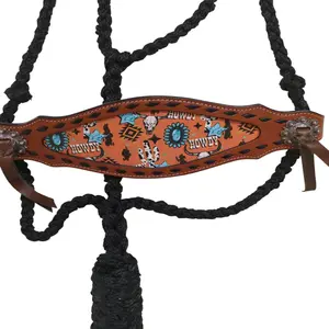 Schulz Western Equine Braided Bronc Halter Horse Size Howdy Design Durable Western Tack