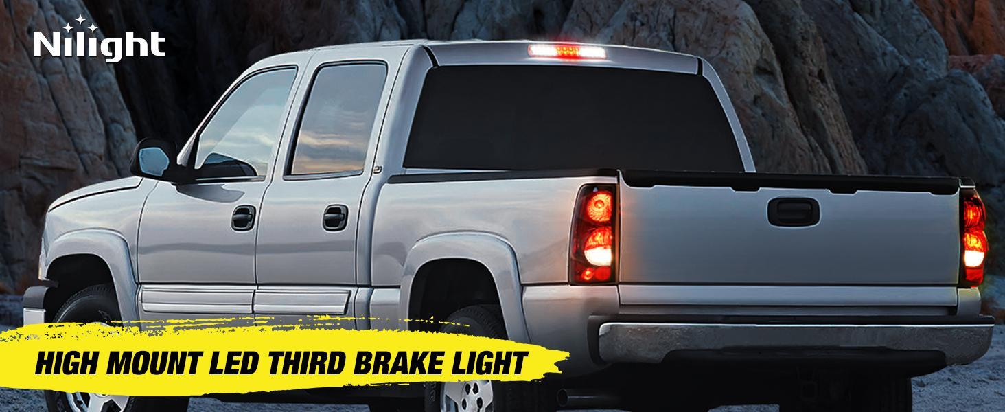 Nilight Third Brake Light Tail High Mount 3rd Stop Cargo Reverse LED Lights Red Shell for Chevy Silverado GMC Sierra 1500 2500 3500HD 2007HD Classic 1999 2000 2001 2002 2003 2004 2005 2006