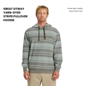 Quiksilver | Great Otway Yarn-Dyed Stripe Pullover Hoodie | Unisex High-Quality Cozy French Terry | Casual Hoodies Outfits with Pouch Pocket