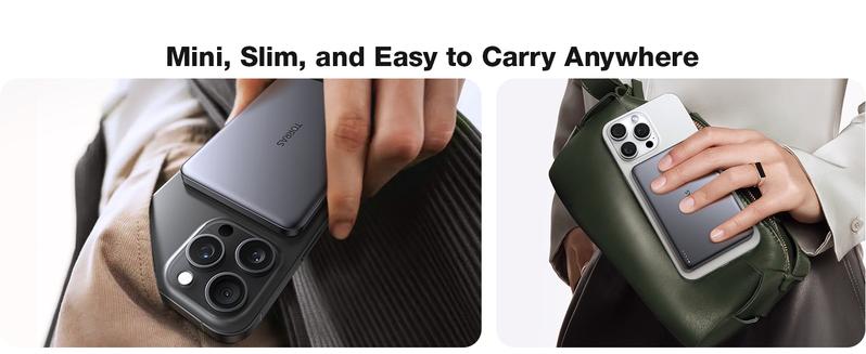 TORRAS MiniMag Power Bank,Ultra-Slim 10,000mAh Magnetic Wireless Portable Charger, 22.5W Fast Charging iPhone Air MagSafe Battery Pack Designed for iPhone 17 Pro Max/17 Pro/Air/16/15/14/13/12, Gray