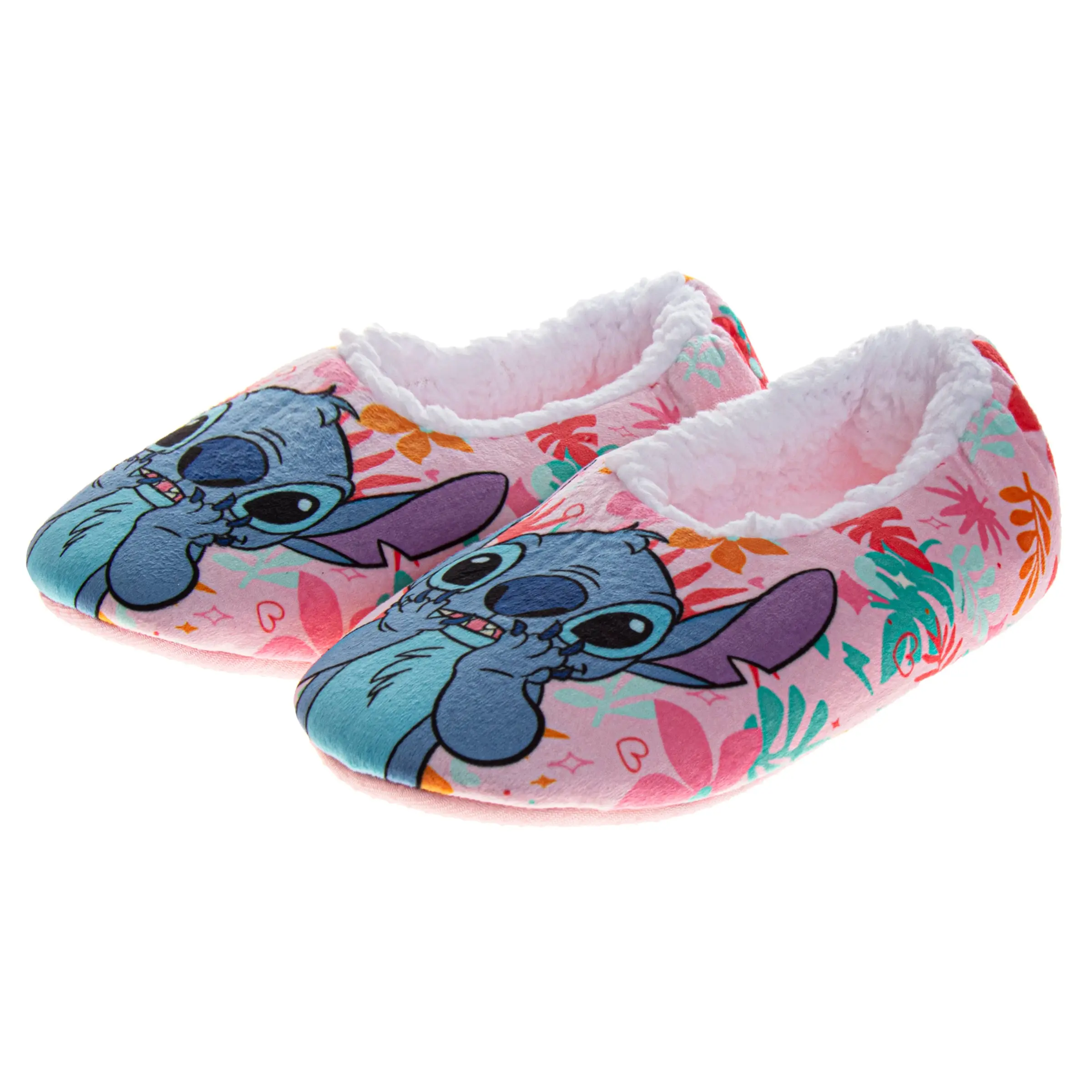 Josmo Women's Stitch Graphic Plush Slip-On Slippers, Officially Licensed Soft and Lightweight Home Wear with a Cushioned Footbed, Colorful