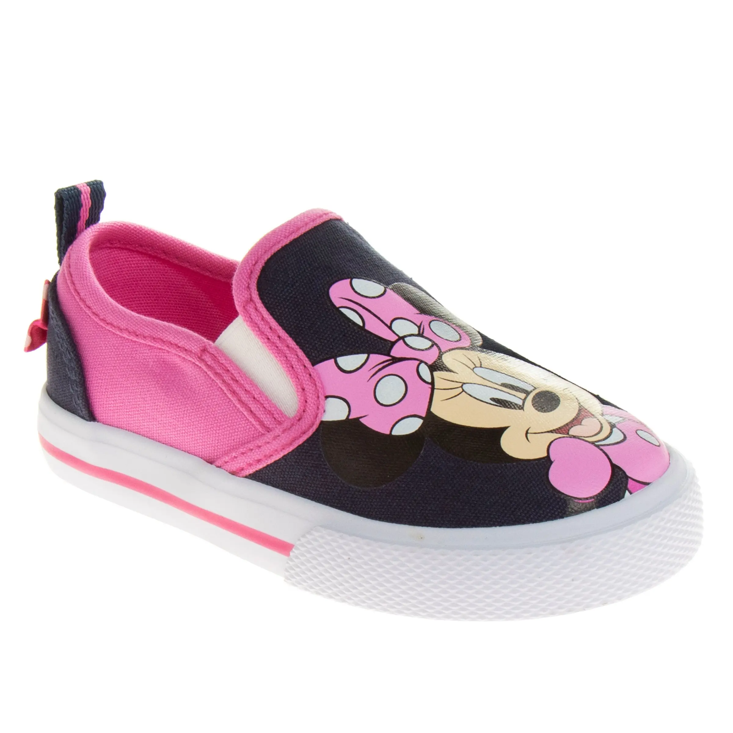 JOSMO KIDS Toddler Girls' Minnie Mouse Low-Top Sneakers, Casual Slip-On Canvas Shoes with Non-Slip Sole for School & Dressy Wear, Casual Trendy Trainers