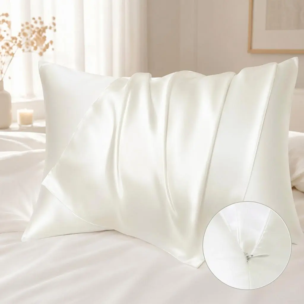 1PC Luxury Queen Size Polyester Satin Pillowcase, Cooling Woven Bedding Accessory, Breathable, Wrinkle-Resistant, Durable, Ideal for Home Bedroom Bedding