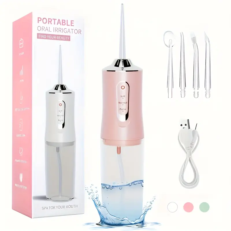 USB Rechargeable Home Mouthwash, Powerful Portable Irrigator with 3 Modes And 4 Nozzles for Teeth Cleaning, Travel Cordless Oral Rinser, Travel Dental Rinse, Home Electric Pulse Dental Cleaner, Father's Day Gift, Holiday Gift, Christmas Gift