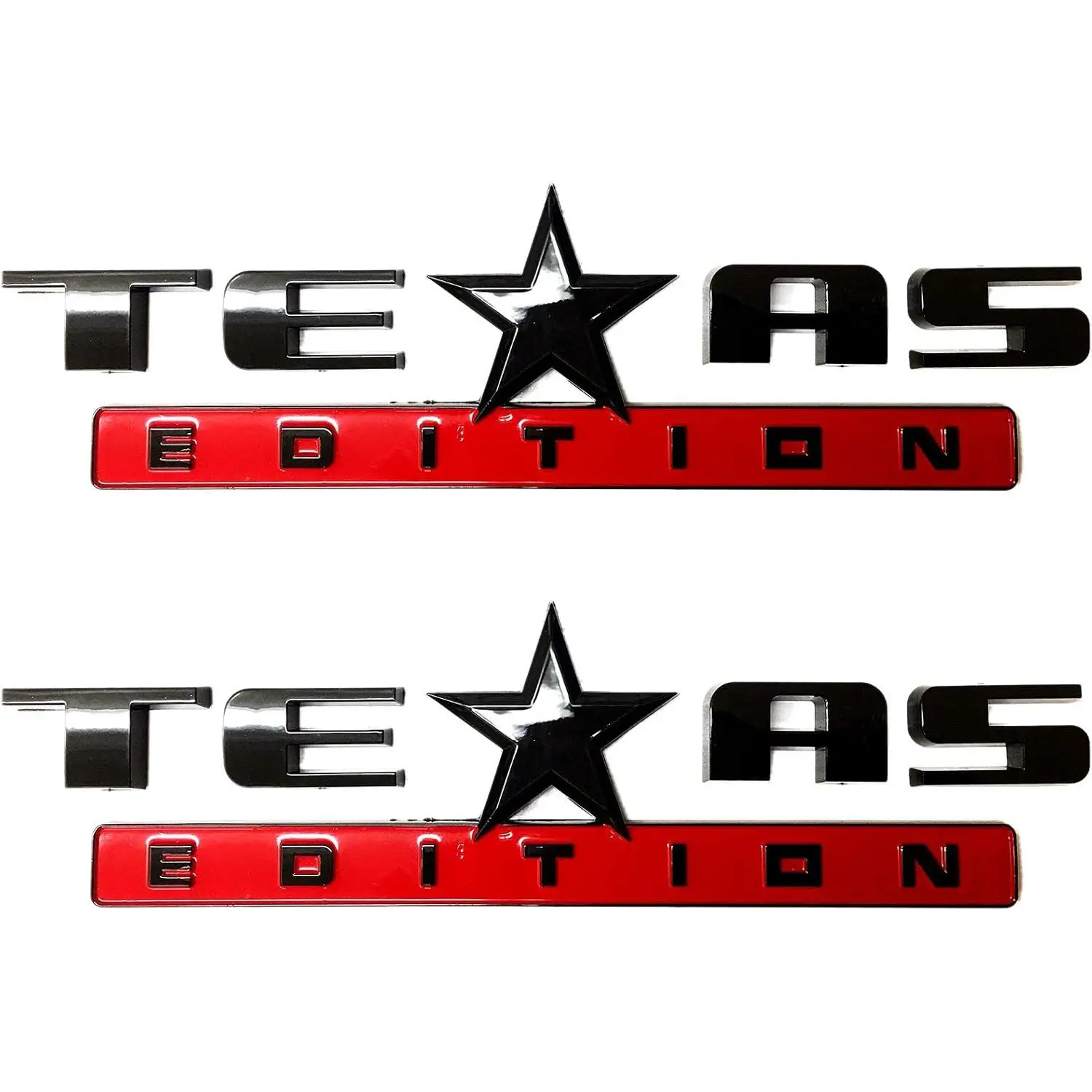 1PC/2PC/3PC Texas Edition Emblem Silver&Black/Silver&Red/All Black/Black&Red/Color American Flag&Silver/Black American Flag&Silver for Chevy Silverado Sierra Universal (Black & Red 2 Count)