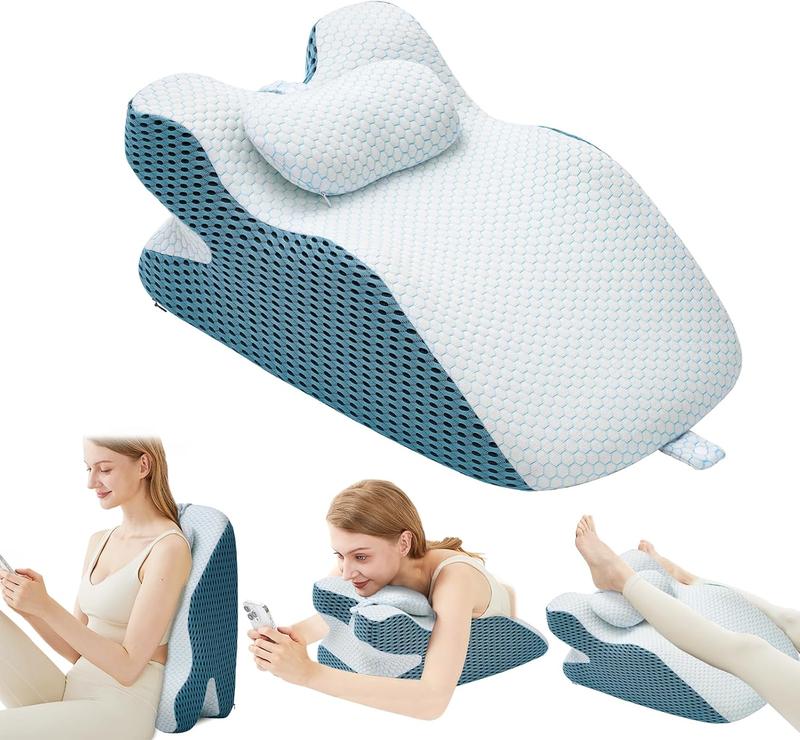 Wedge Pillow, Pillow Wedge with Small Support Pillow Ergonomic Memory Foam Wedge Pillow for Female, Comfortable Wedge Pillow for Neck and Back, Small Wedge Pillow for Sleeping Reading Back Pain Relief(Suitable for people weighing 100-250IB)