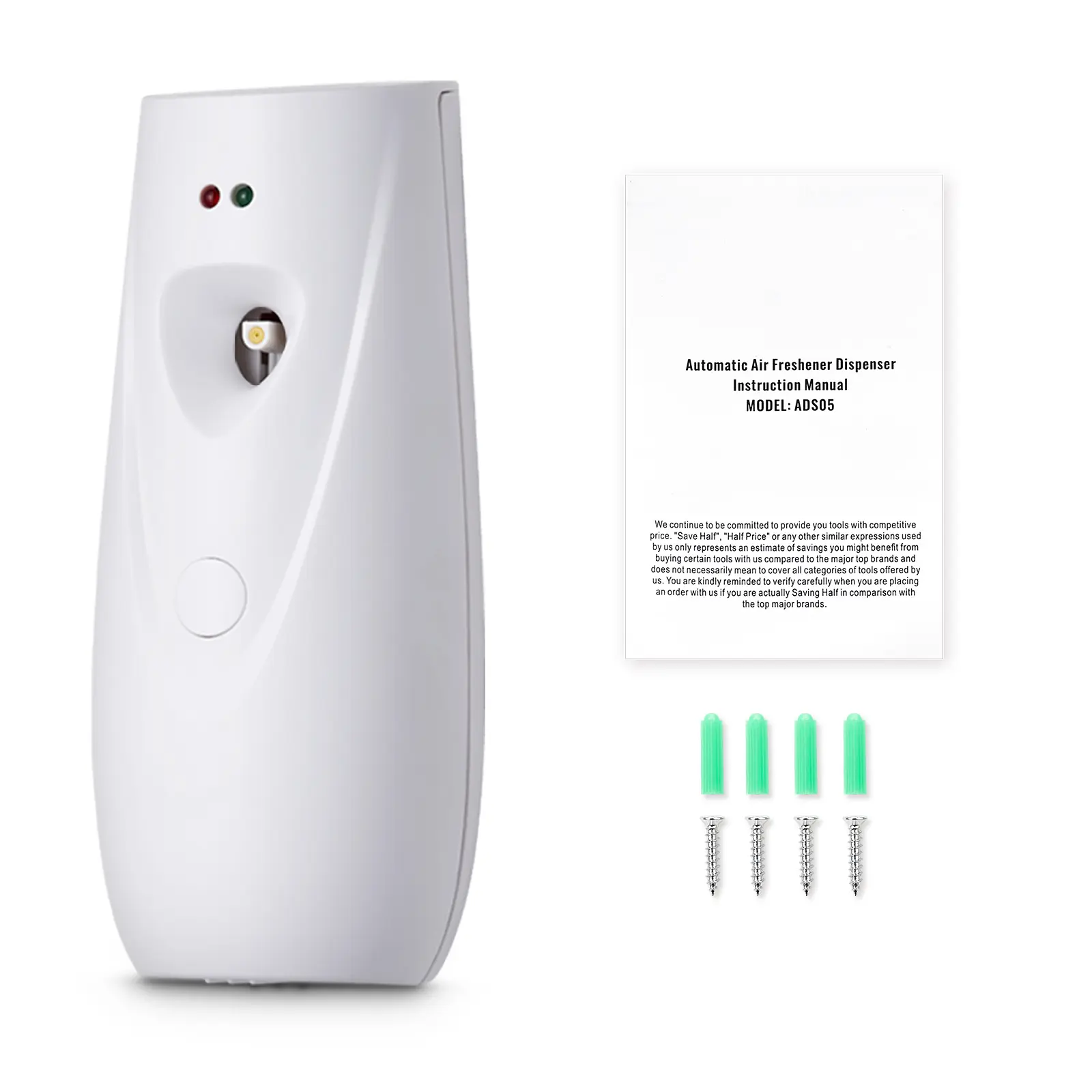 Automatic Air Freshener Spray Dispenser, 2-Pack, Wall Mounted or Free Standing, Battery Operated, Multiple Time Settings for Home, Indoor, Bathrooms, Offices, Hotels, Commercial Places, White