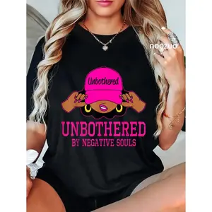 🥇      Cotton Unisex Unbothered Sassy Black Woman African American Afro Queen T-Shirt Casual Top Men's  Crew Neck T-Shirt Crew Neck Tee
