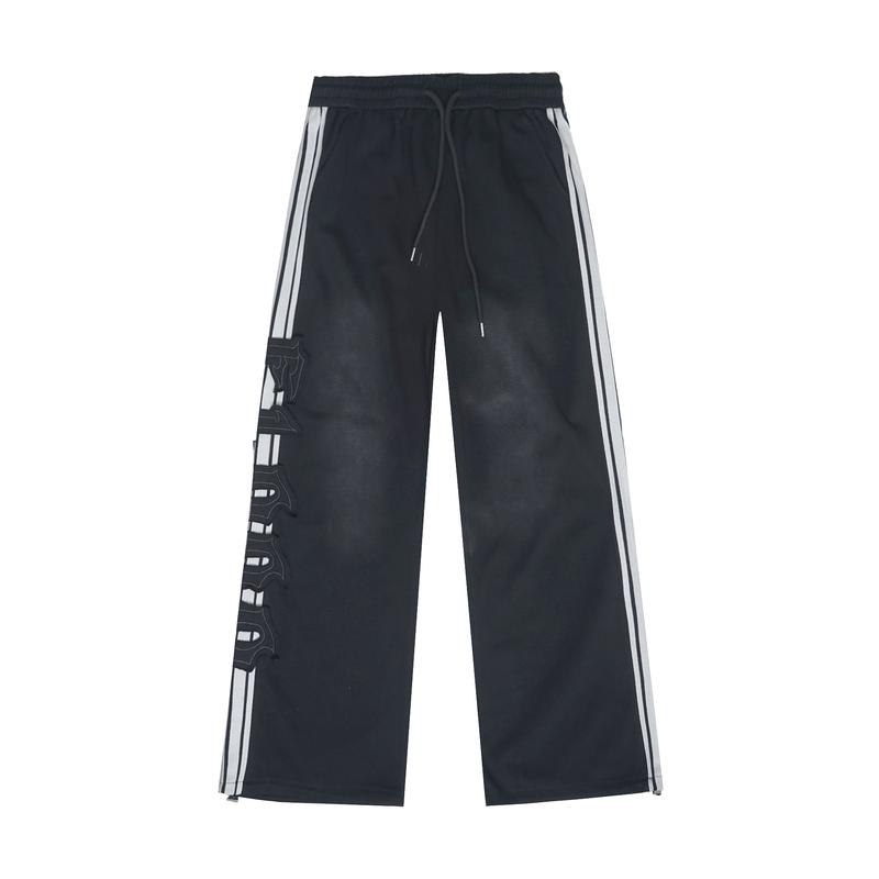 FLOOO Fringe Patch Joggers – Plus Size Street Pants with Striped Detail