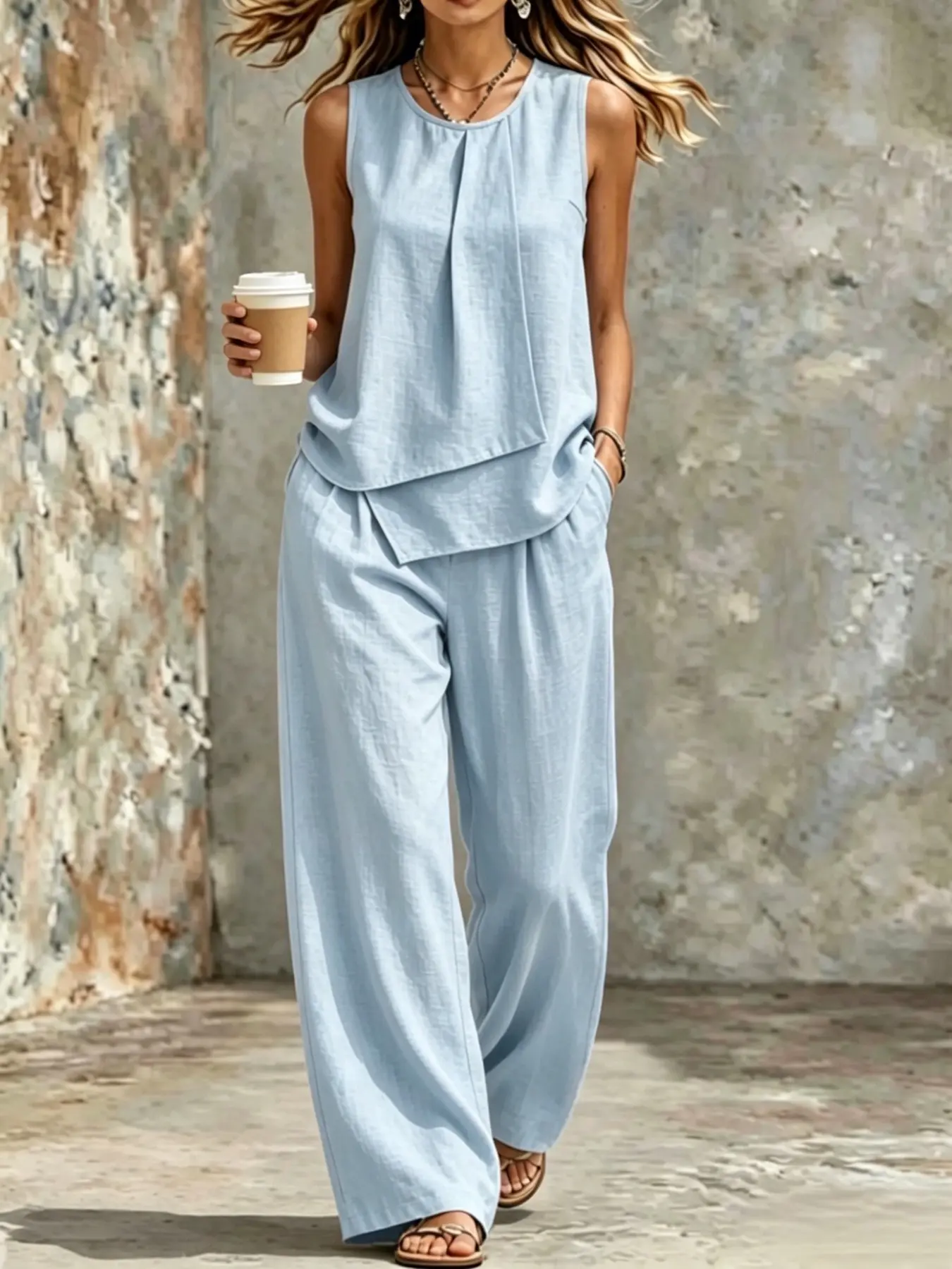 New Women's Fashion Casual Stylish Two-Piece Set, Pants Set Outfit, Comfortable Fabric, Perfect for Daily Wear, Everyday Outfit, Trendy Ladies Basic Clothing Set