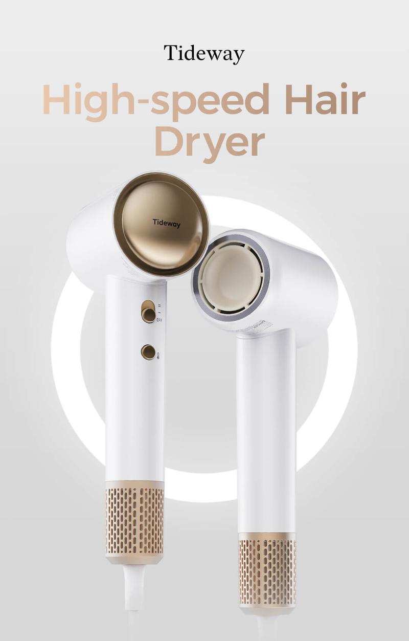 【New Arrival Deal】Tideway High Speed Hair Dryer with 110,000 RPM Brushless Motor, Ionic Technology Blow Dryer w/ Diffuser for Fast Drying, Lightweight, Frizz-Free, Salon-Quality for All Hair Types, Cool & Hot Air Modes