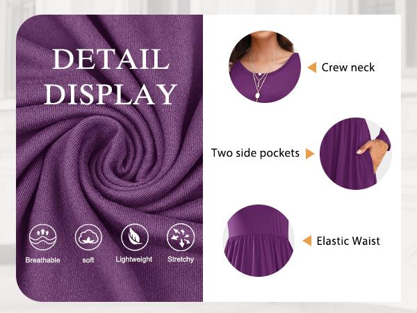 AUSELILY 2025 Fall Women Long Sleeve Loose Round Neck Maxi Dresses Casual Long Dresses with Pockets Christmas Dress