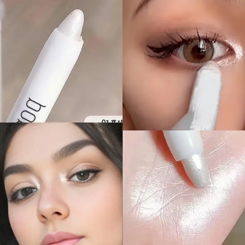 [Long-Lasting Shine Highlighter] Pearlescent highlighter and eyeshadow pencil - Highly Pigmented Makeup, Silver/gold shades, long-lasting shimmer, Radiant Shimmer, create a shimmering look, perfect for festivals, Beauty Highlighters
