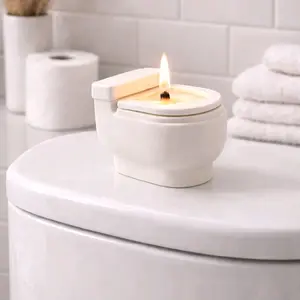 Funny Toilet Candle – Handmade Scented Soy Wax Candle – Unique Bathroom Decor Gift