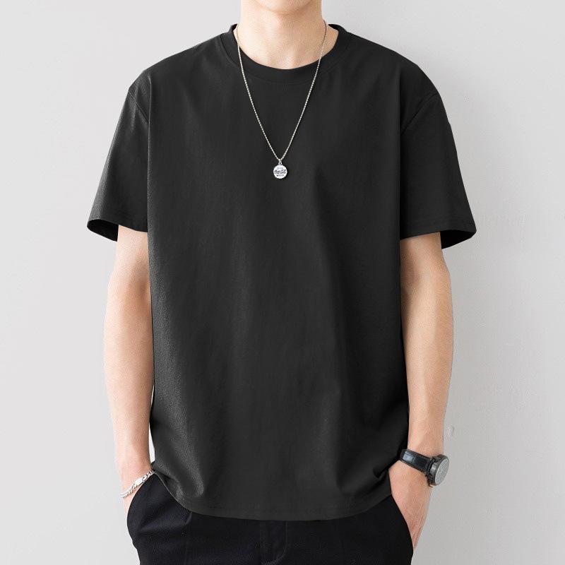Men's Classic Plain Short-Sleeve Crew Neck Tee, Casual Loose Fit Medium Length Top for Casual Daily Wear, Essential Menswear Basic