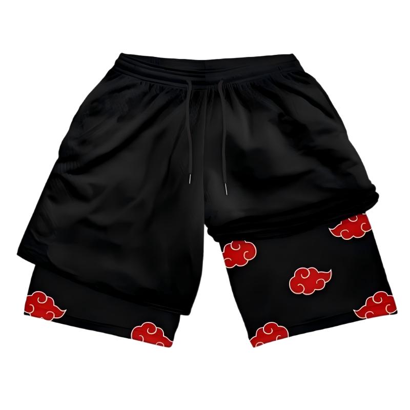 Anime-Style Sports Shorts for Men Two-Piece Double-Layer High-Quality Polyester Quick-Dry & Breathable 20 Versatile Styles Multi-Function