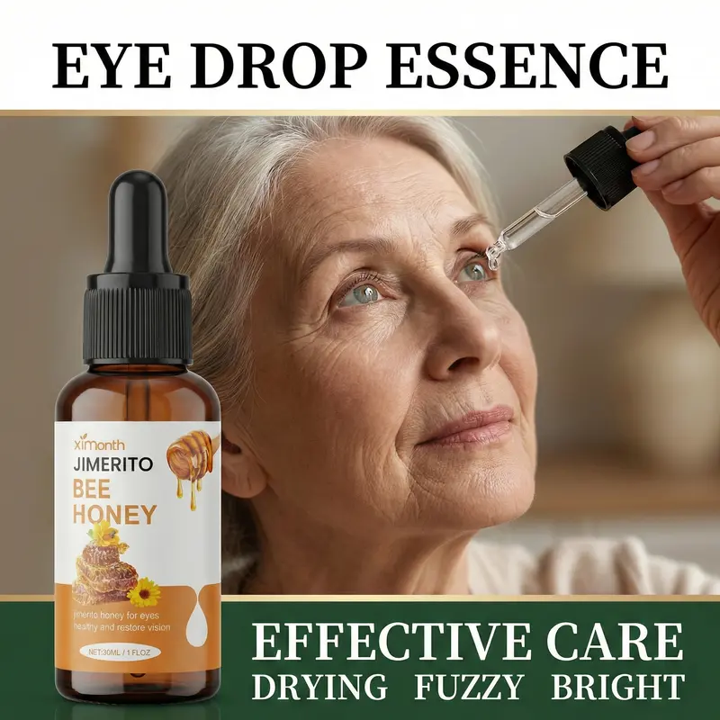 Jimerito Honey Eye Drops - Deep Hydration & Anti-Aging Care - Natural Plant-Based Formula for Gentle Daily Eye Comfort - Unisex Serum Dropper Soothing Moisture Moisturize Hydrate Hydrating