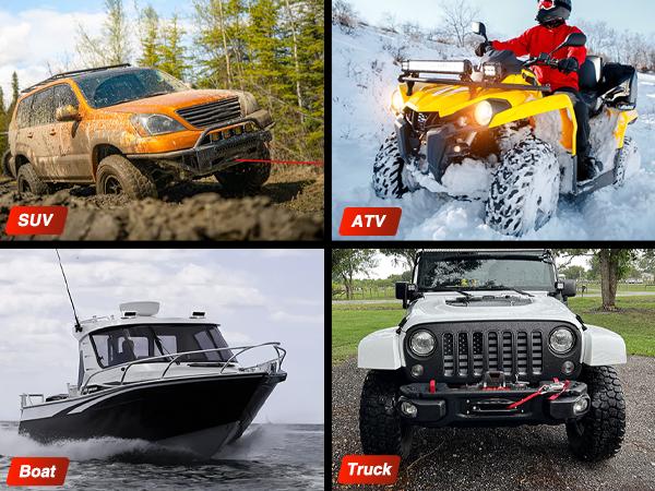 Nilight Electric Winch 12V Waterproof IP68 Towing Winches for Trailer Jeep ATV UTV Truck SUV 9500 LBS Portable Badlands Winch with Synthetic Rope Hawse Fairlead Wired Handle Wireless Remote Red Rope