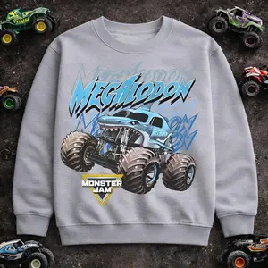 Youth and Adult Megalodon Monster Jam Sweatshirt, Shark-Themed Monster Truck Graphic Pullover for Racing Fans, Monster Jam shirt, Monster Truck shirt, Off-Road Motorsports Tee, Monster Truck Fan Gift, Youth clothing, summer outfit, Racing Fan Gift