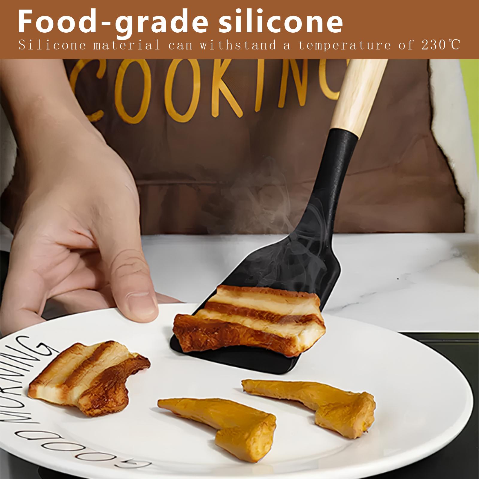 19-Piece Kitchen Knife Set (Including Heat-Resistant Silicone Cutlery and Equipped with Wooden Handles)It contains 1 chef's knife and knives compatible with non-stick cookware, and is an ideal gift for relatives and friends during New Year, White Pink