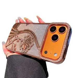 Compatible with iPhone 17 Pro Max/17 Pro/ 17/17 Air Flower-patterned gradient flash paper electroplated full package phone case-HN310-1