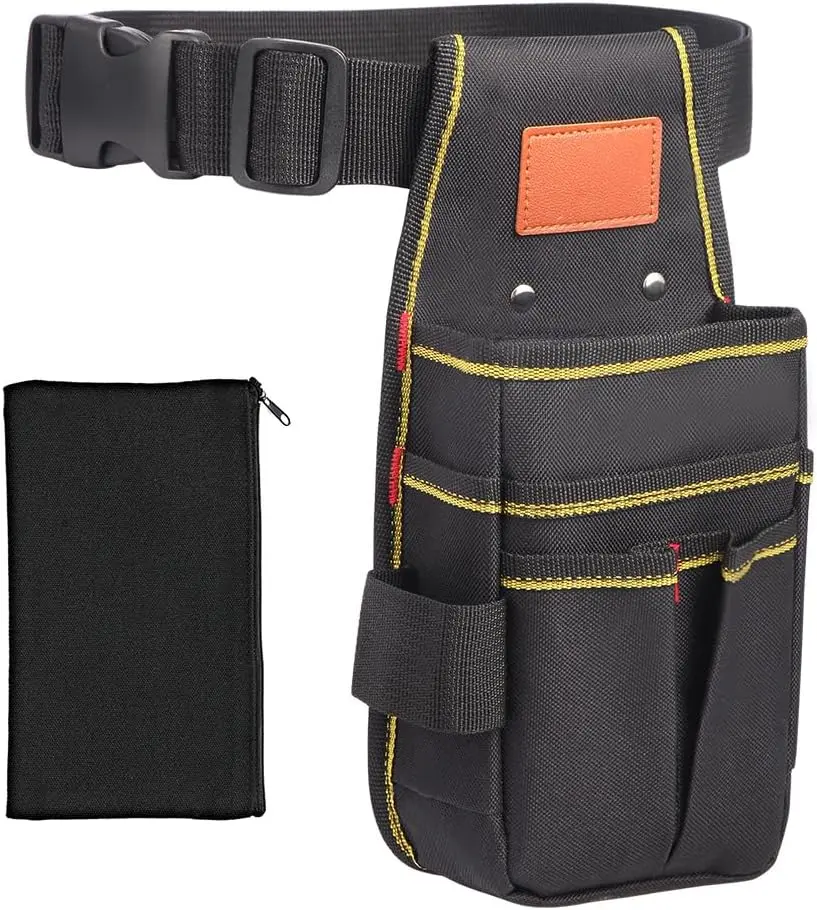 Small Tool Pouch, Small Tool Bag, Tool Pouch with Belt, Industrial Grade Thickened Wear-Resistant Oxford Cloth, 12 Storage Ports, 10.2" x 5.5", Ideal for Electricians, Mechanics, Carpenters and More
