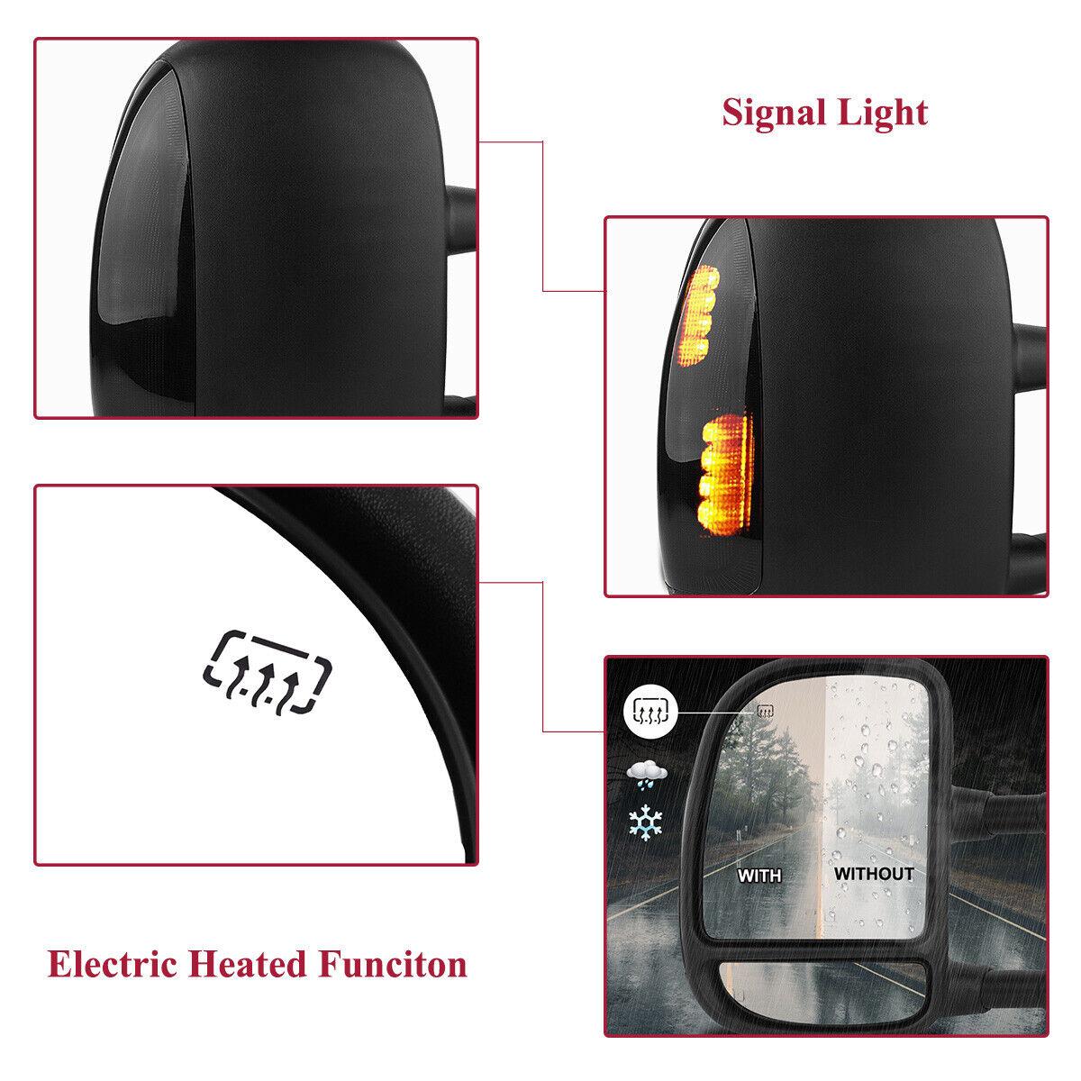 YITAMOTOR Tow Mirrors Compatible with 1999-2007 Ford F250 F350 F450 F550 Super Duty, 2001-2005 Ford Excursion Power Heated LED Signal Light Pair YITAMOTOR Tow Mirrors Compatible with 1999-2007 Ford F250 F350 F450 F550 Super Duty, 2001-2005 Ford Excursion Power Heated LED Signal Light Pair