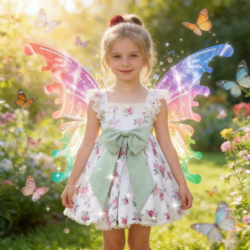 LED Light-Up Fairy Wings for Girls | Moving Butterfly Wings with Music & Lights | Adjustable Costume Accessory for Halloween, Birthday, Christmas & Cosplay | Perfect Princess Dress-Up Gift for Teens & Kids