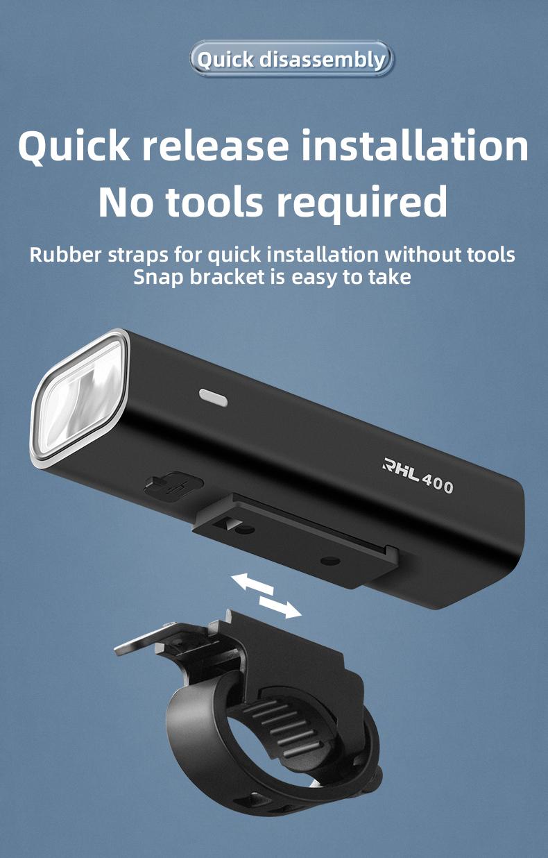 ROCKBROS Bike Lights USB Rechargeable IPX6 Waterproof Bike Headlight Easy Installation Bright Bike Front Light for Night Riding