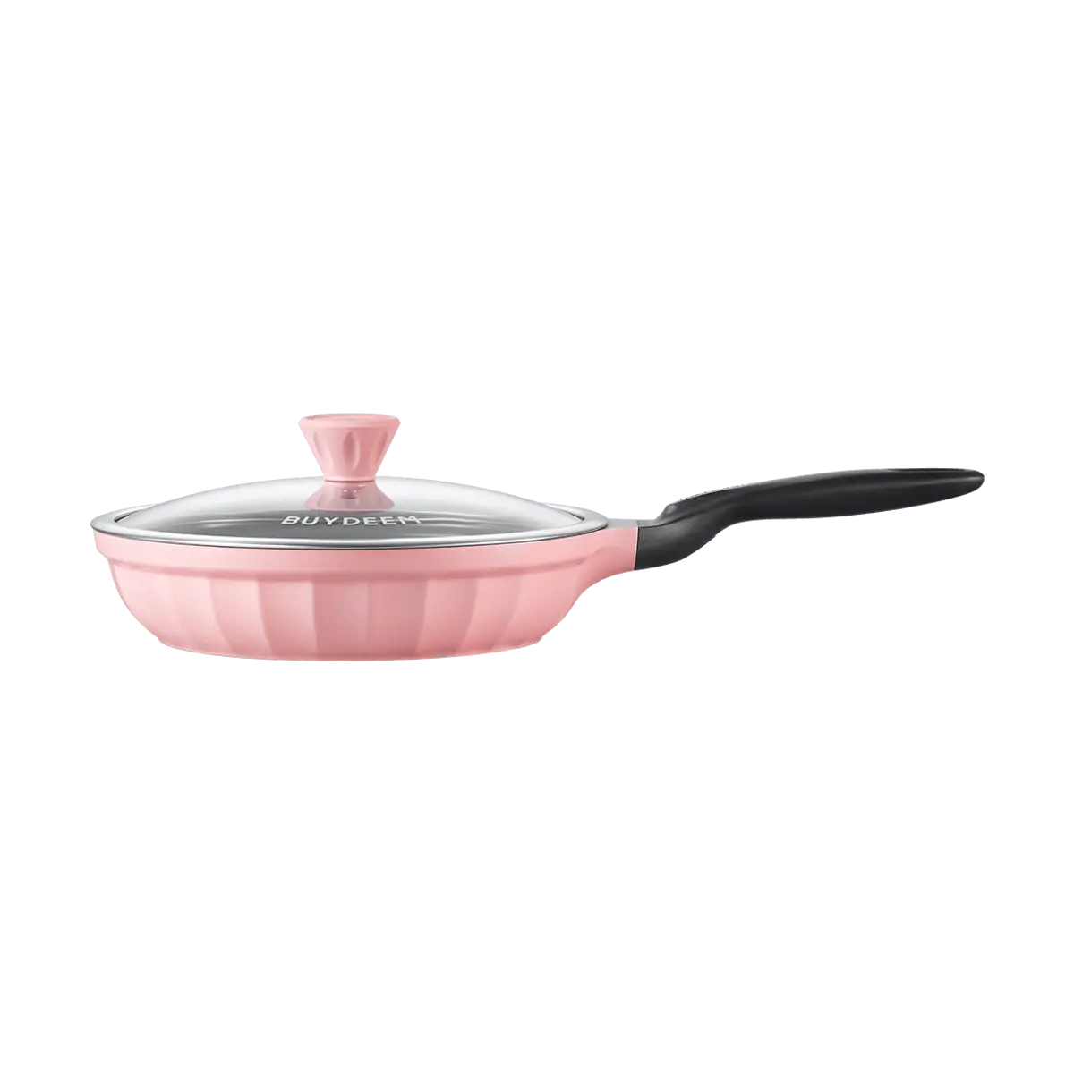 BUYDEEM 26cm Non-Stick Frying Pan, Pink, Healthy Cooking, Easy Clean, Low Smoke, PFOA-Free