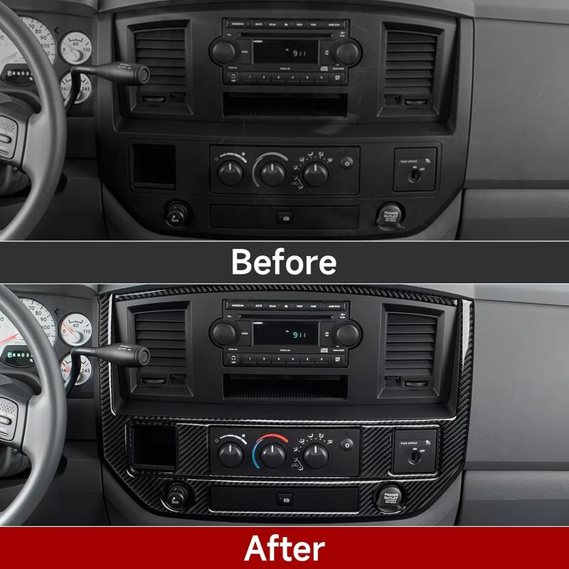 Center Console Panel Decals for 2006 2007 2008 Dodge Ram 1500 2500 3500 Accessories Carbon Fiber Interior Stickers, A