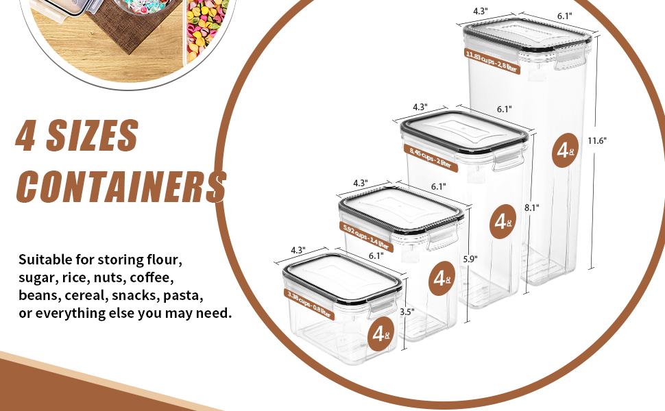 AISOON 32 PCS 16 PACK Airtight Food Storage Container Set, BPA Free Containers for Kitchen Organization, Ideal for Cereal,Flour&Sugar, Includes Labels