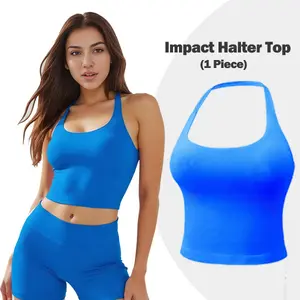 GYMER Impact Halter Top Fitness Gymwear Women's Tank Tops Workout Sports Vest Seamless Yoga Backless Tanks Gym Sportswear Activewear Athletic Athletic Training Apparel