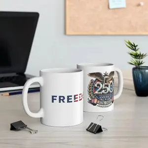 BNB Gift – 250th Anniversary Freedom Ceramic Mug 11oz/15oz, Patriotic Ceramic Drinkware, United States of America 1776–2026 Commemorative Coffee Cup for Family Besties Coworkers, Hilarious Office or Home Office Drinkware Reusable And Washable Coffee Cup