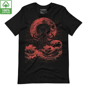 Cthulhu Shirt Japanese Wave Alt Clothing Octopus Shirt Gothic Clothes Horror T-Shir,good shirt