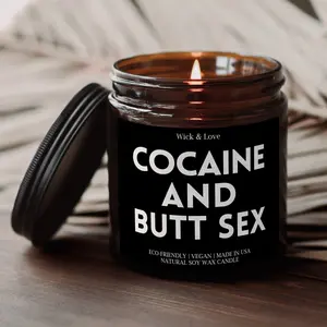 Coca.ine And Butt S.E.X Soy Candle | Censored Crude Humor Candle | Messy Friend Gag Gift