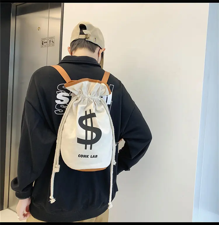 Large Money Bag Pouch with Drawstring Closure  Carrying Case Sack,A backpack that can be carried on both shoulders or on one shoulder ﻿