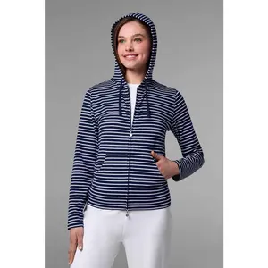 Women's Seaside Zip-Up Hoodie | Navy/White Stripe
