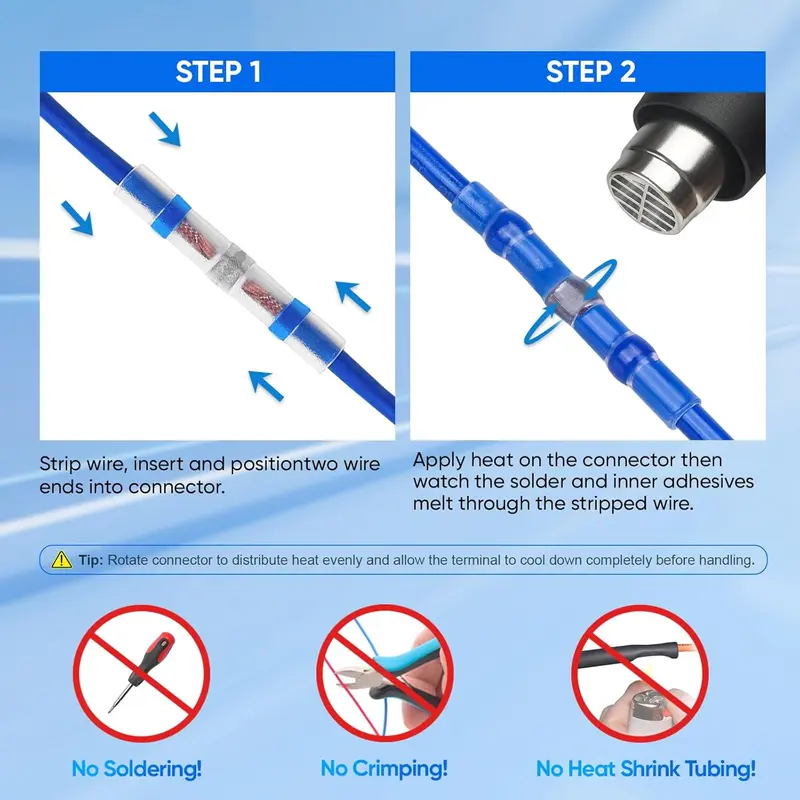 300PCS Haisstronica Plastic Solder Seal Wire Connectors - Quick Splice Connectors, Waterproof Cable Entry Seals, Vibration-Resistant Heat-Shrink Tube Butt Terminals with Self-Solder Adhesives, Abrasion Resistance, CE Compliant for Marine, Automotive Use
