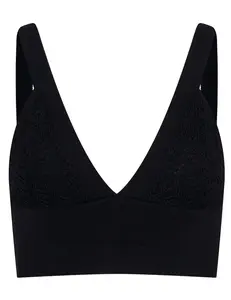 L'AGENCE Reverie Pointelle Knit Bralette in Black